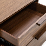 California King Amberlie - Modern White Vegan Leather + Walnut 4-Piece Bedroom Set