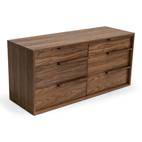 Queen Amberlie - Modern White Vegan Leather + Walnut 4-Piece Bedroom Set