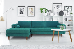 Anderson LAF Sectional Sofa Turquoise Upholstered 105" Wide - Mid-Century Modern