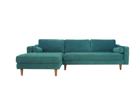 Anderson LAF Sectional Sofa Turquoise Upholstered 105" Wide - Mid-Century Modern