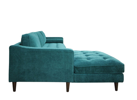 Anderson LAF Sectional Sofa Turquoise Upholstered 105" Wide - Mid-Century Modern
