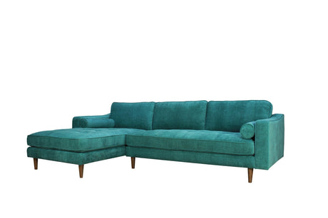 Anderson LAF Sectional Sofa Turquoise Upholstered 105" Wide - Mid-Century Modern
