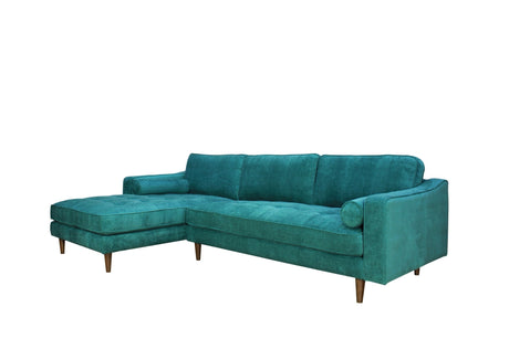 Anderson LAF Sectional Sofa Turquoise Upholstered 105" Wide - Mid-Century Modern
