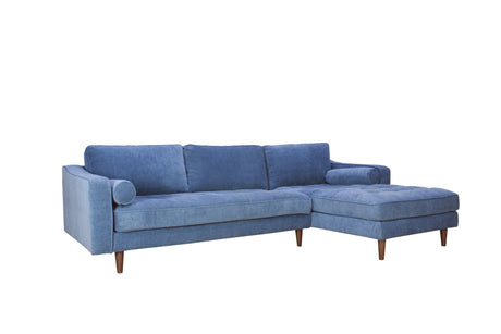 Anderson RAF Sectional Sofa Denim Blue Upholstered 105" Wide - Mid-Century Modern