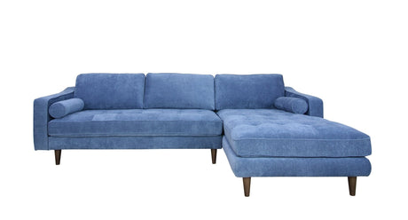 Anderson RAF Sectional Sofa Denim Blue Upholstered 105" Wide - Mid-Century Modern