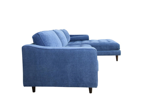 Anderson RAF Sectional Sofa Denim Blue Upholstered 105" Wide - Mid-Century Modern