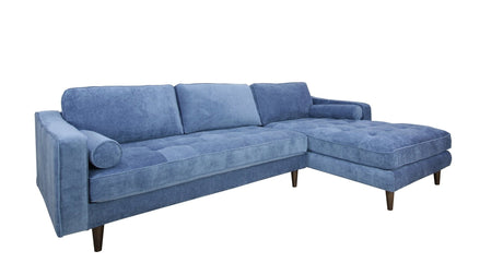 Anderson RAF Sectional Sofa Denim Blue Upholstered 105" Wide - Mid-Century Modern
