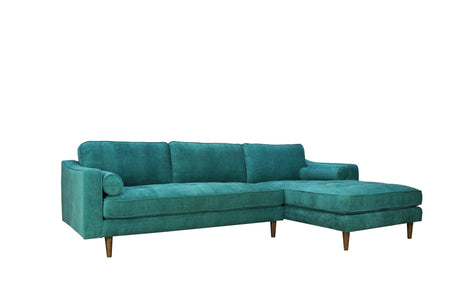 Anderson RAF Sectional Sofa Turquoise Upholstered 105" Wide - Mid-Century Modern