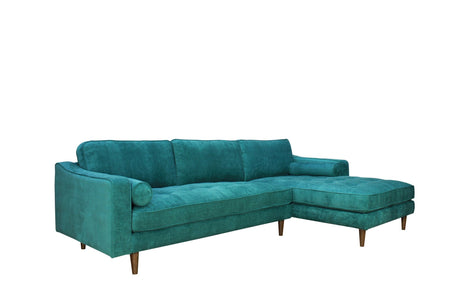 Anderson RAF Sectional Sofa Turquoise Upholstered 105" Wide - Mid-Century Modern