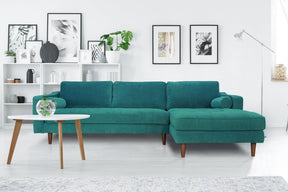 Anderson RAF Sectional Sofa Turquoise Upholstered 105" Wide - Mid-Century Modern