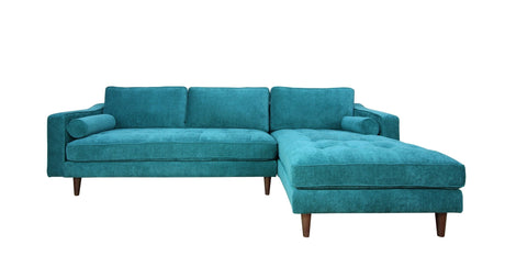Anderson RAF Sectional Sofa Turquoise Upholstered 105" Wide - Mid-Century Modern