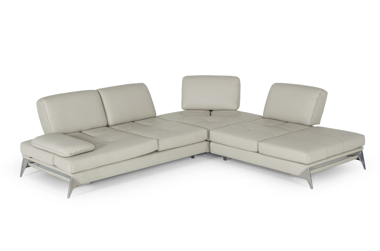 LaMod Italia Andrea Modern Grey Leather Sectional Sofa – Sleek Italian Design & Superior Comfort