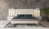 Angela - Eastern King Italian Modern White Eco Leather Bed w/ Nightstands and Wings - View Image 1