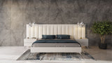 Angela - Eastern King Italian Modern White Eco Leather Bed w/ Nightstands and Wings - View Image 1
