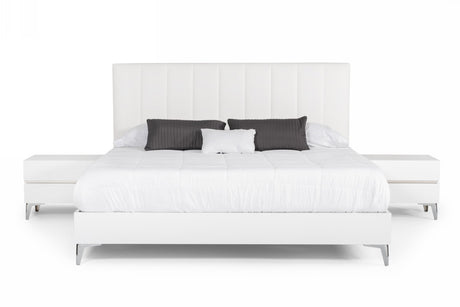 Angela - Eastern King Italian Modern White Eco Leather Bedroom Set - View Image 1