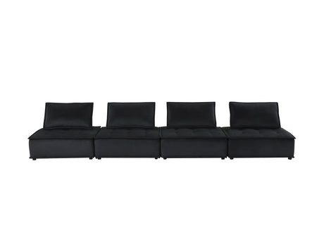 Anna Black Velvet 4-Seater Modular Sofa