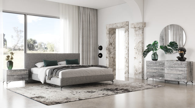 Aria - Italian Modern Grey Fabric EK Bed - View Image 1