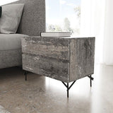Aria - Italian Modern Multi Grey Q Bed and Two Nightstands