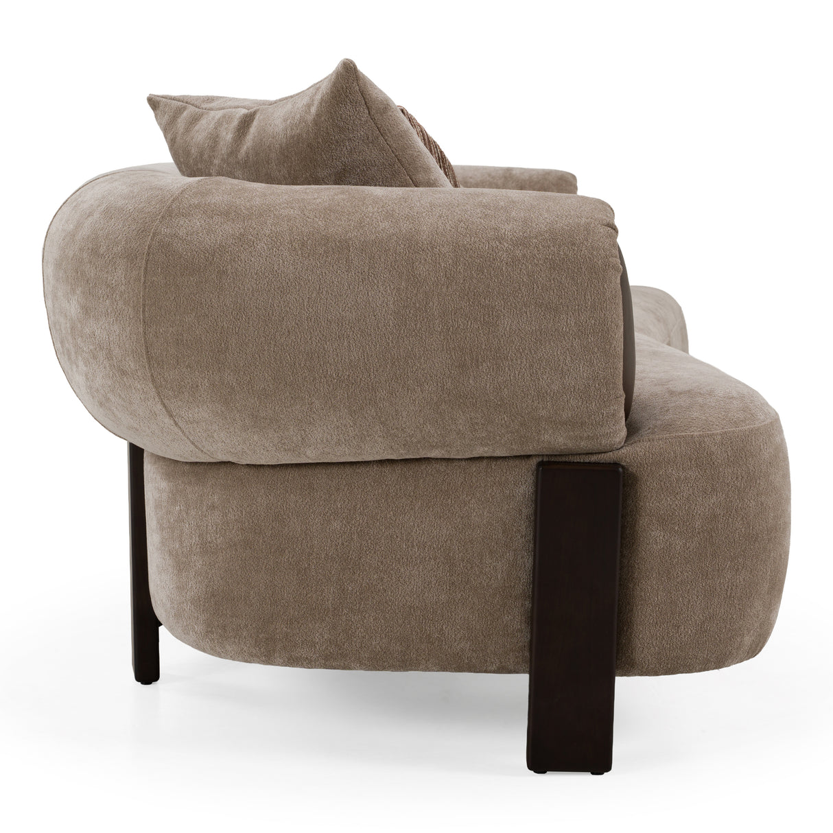Arnaud - Modern Tan Fabric + Brown Oak Sofa - View Image 1