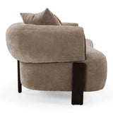 Arnaud - Modern Tan Fabric + Brown Oak Sofa - View Image 1