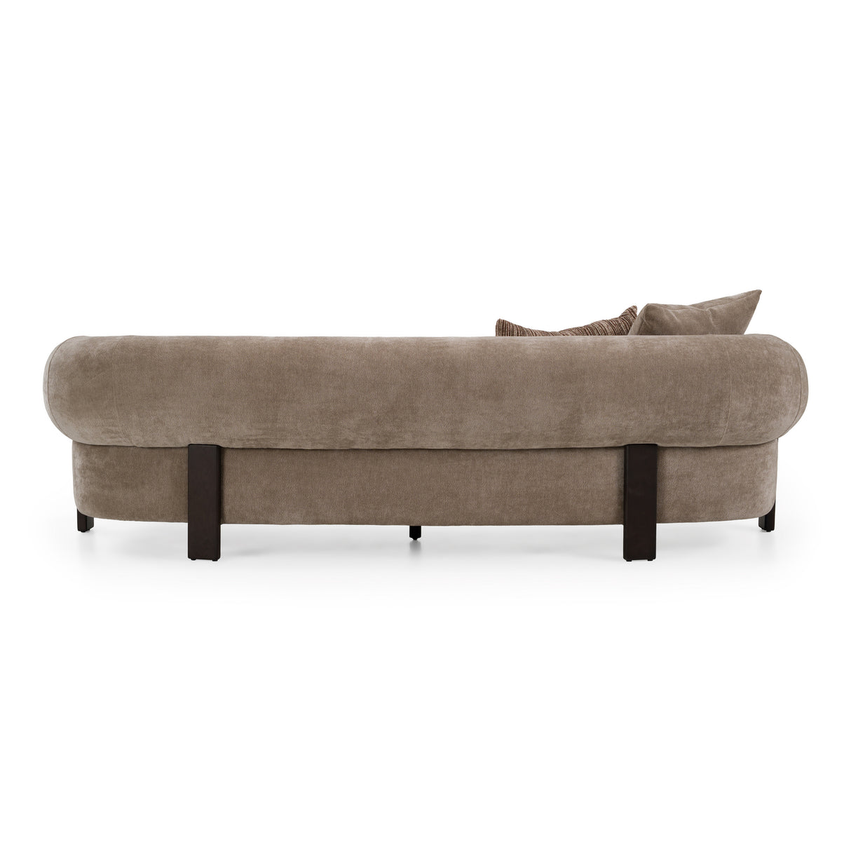 Arnaud - Modern Tan Fabric + Brown Oak Sofa - View Image 1