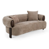 Arnaud - Modern Tan Fabric + Brown Oak Loveseat Sofa - View Image 1