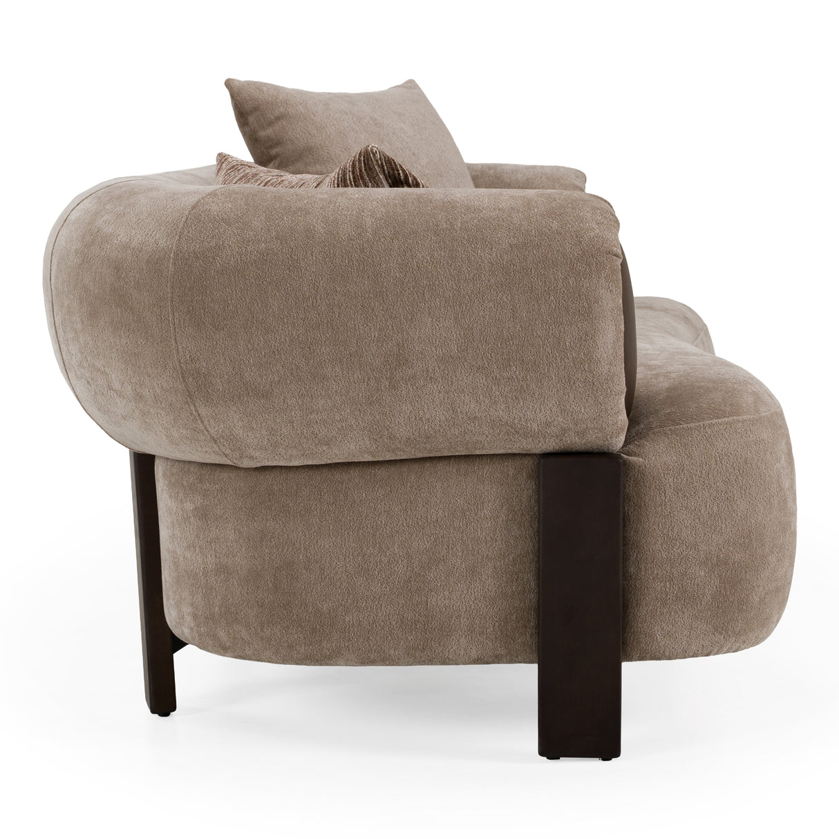 Arnaud - Modern Tan Fabric + Brown Oak Loveseat Sofa - View Image 1