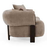Arnaud - Modern Tan Fabric + Brown Oak Loveseat Sofa - View Image 1