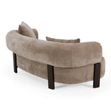 Arnaud - Modern Tan Fabric + Brown Oak Loveseat Sofa - View Image 1
