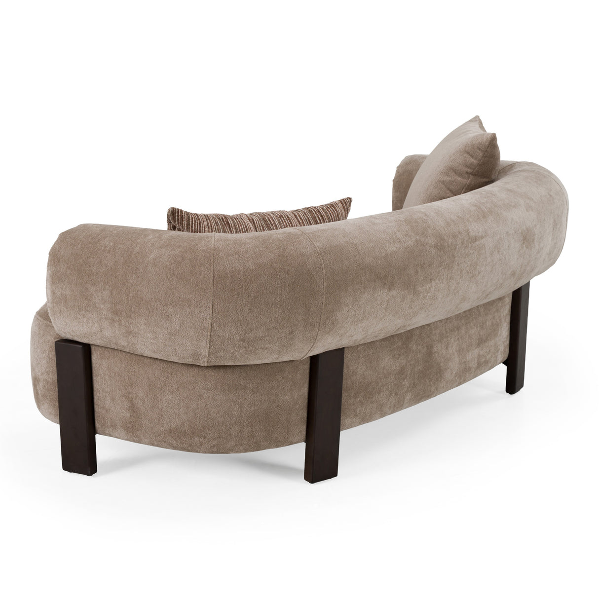 Arnaud - Modern Tan Fabric + Brown Oak Loveseat Sofa - View Image 1