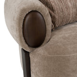 Arnaud - Modern Tan Fabric + Brown Oak Loveseat Sofa - View Image 1