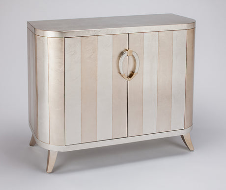 Artmax 2703-S Silverleaf and Champagne Stripe Cabinet – Angle View