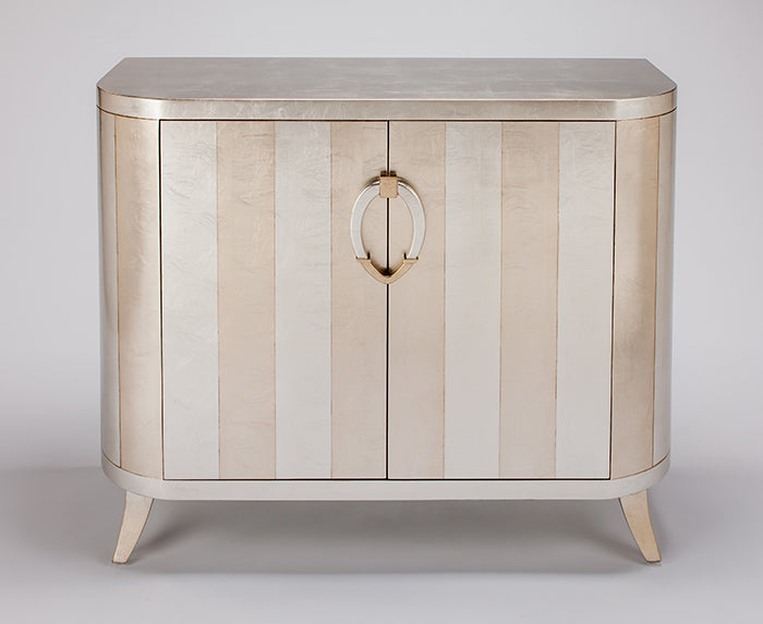 Artmax 2703-S Silverleaf and Champagne Stripe Accent Cabinet – Front View
