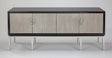 Artmax 2708-S2 Entertainment Credenza with Black Case and Silver Fluted Doors – Front View