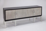 Artmax 2708-S2 Credenza – Angle View with Silver-Tone Metal Legs