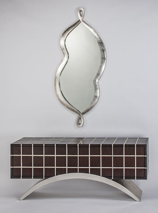 Artmax 2713-S Cabinet and Mirror with Dark Chocolate Checker Design – Front View