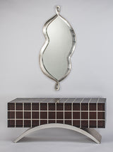 Artmax 2713-S Cabinet and Mirror with Dark Chocolate Checker Design – Front View