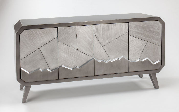 Artmax 2729-S Cabinet with Silvery Gray Textured Doors – Angle View