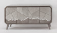 Artmax 2729-S Smokey Gray Cabinet with Puzzle-Pieced Silvery Doors – Front View