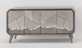 Artmax 2729-S Smokey Gray Cabinet with Puzzle-Pieced Silvery Doors – Front View
