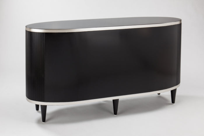 Artmax 2730-S Cabinet with Black Ribbed Sides and Silverleaf – back View