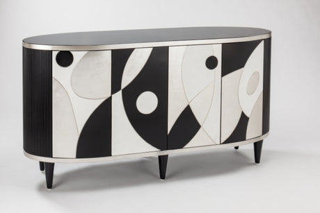 Artmax 2730-S Cabinet with Eggshell White and Black Door Design – Angle View