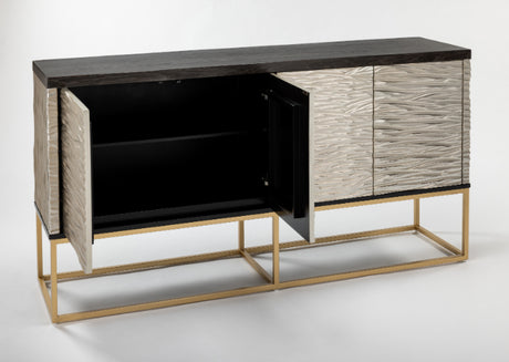 Artmax 4521-S Tobacco Oak and Silver Ripple Cabinet storage left