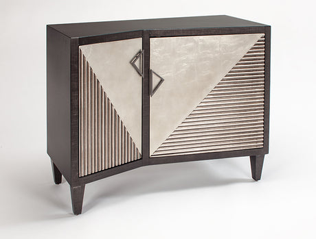 Artmax 4F05-S Black Brushed Cabinet with Smoky Burnt Silver Fluted Doors – Angle View