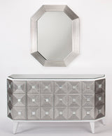 Artmax B1980-S Cabinet and Mirror with White and Silverleaf Finish – Front View