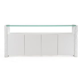 Ashley - Modern Glass + White Fiberglass Buffet - View Image 1