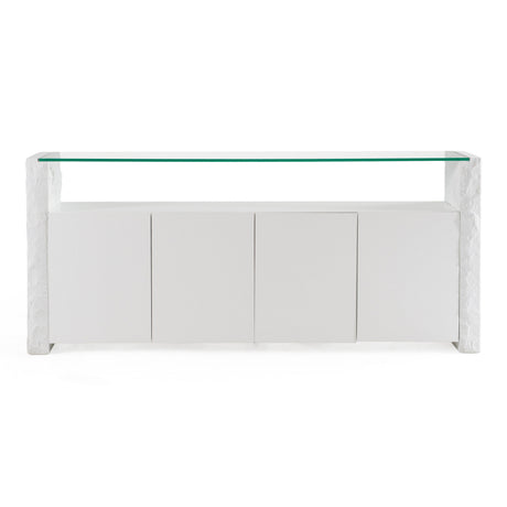 Ashley - Modern Glass + White Fiberglass Buffet - View Image 1