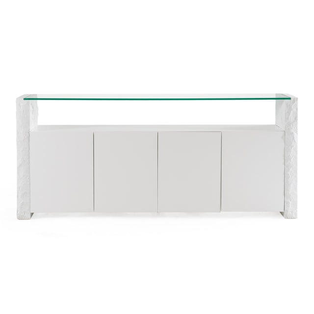 Ashley - Modern Glass + White Fiberglass Buffet - View Image 1