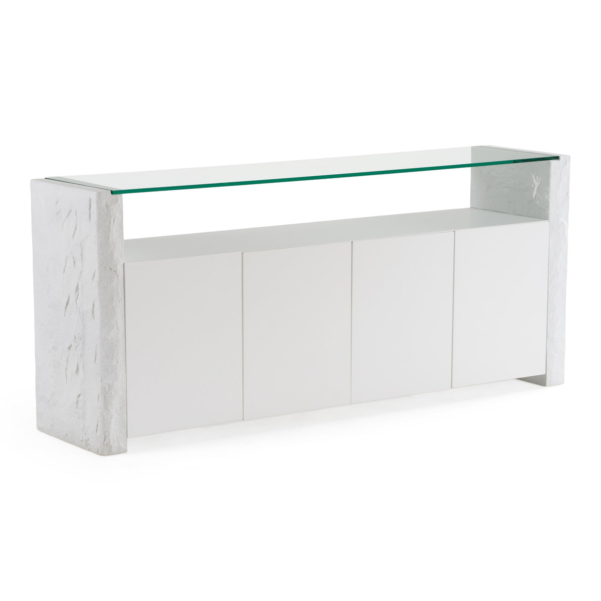 Ashley - Modern Glass + White Fiberglass Buffet - View Image 1