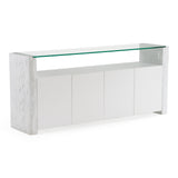 Ashley - Modern Glass + White Fiberglass Buffet - View Image 1